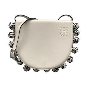 Auth LOEWE - White Black Leather Shoulder Bag